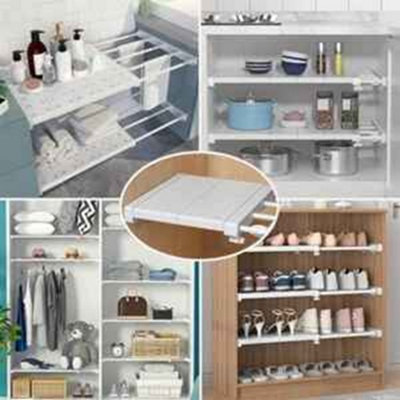 Adjustable Extendable Closet Shelf Rack Wardrobe Cupboard Storage ...