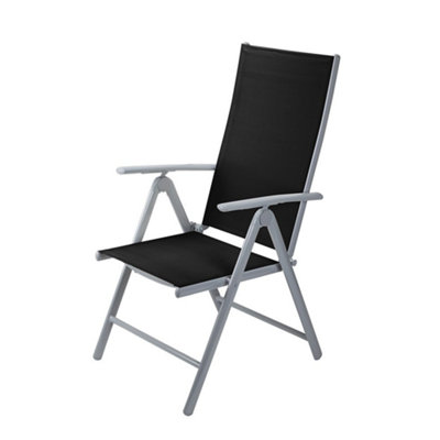 Adjustable Folding Garden Dining Chair with Aluminium Frame - Black