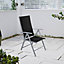 Adjustable Folding Garden Dining Chair with Aluminium Frame - Black