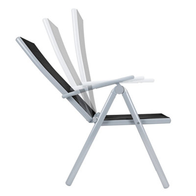 Adjustable Folding Garden Dining Chair with Aluminium Frame - Black - 3