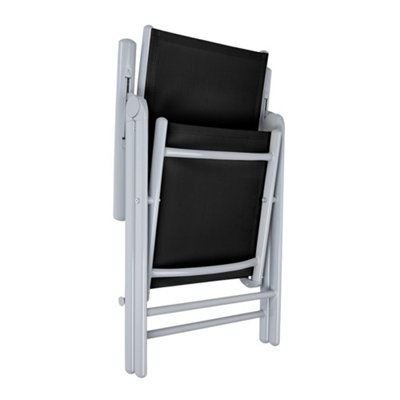 Adjustable Folding Garden Dining Chair with Aluminium Frame - Black - 4