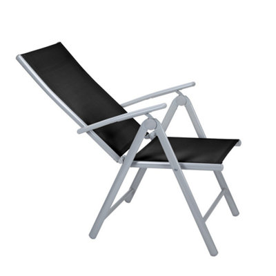 Adjustable Folding Garden Dining Chair with Aluminium Frame - Black - 5