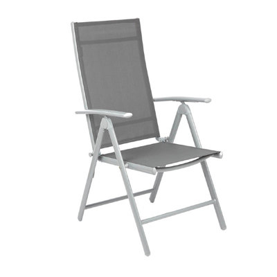 Adjustable Folding Garden Dining Chair with Aluminium Frame - Grey