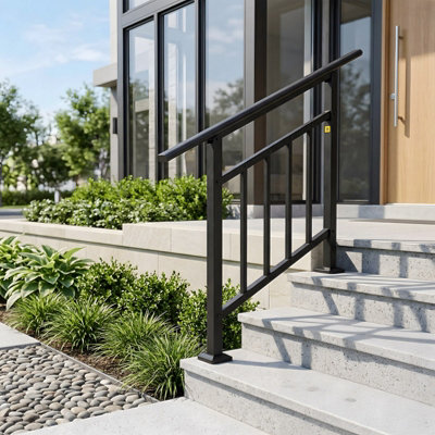 Adjustable Galvanised Steel Handrail 1-2-Step Garden Stairs Safety Grab ...