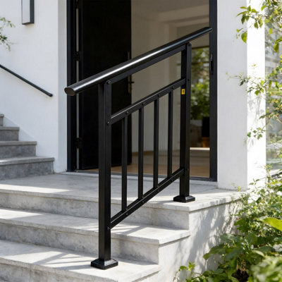 Adjustable Galvanised Steel Handrail 1-2-Step Garden Stairs Safety Grab ...