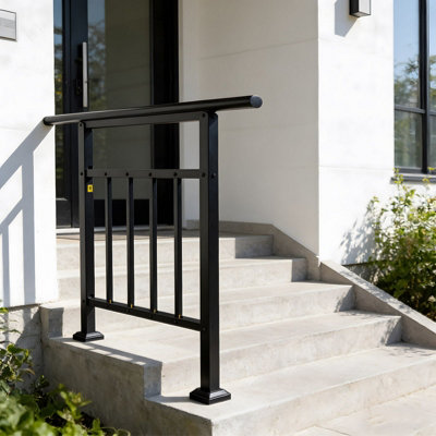 Adjustable Galvanised Steel Handrail 2-3-Step Garden Stairs Safety Grab ...