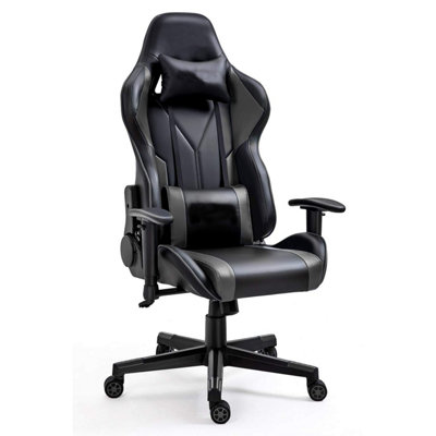 Adjustable Gaming Chair Ergonomic Computer Chair - Grey&Black | DIY at B&Q