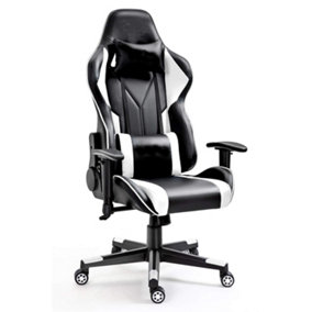 Adjustable Gaming Chair Ergonomic Computer Chair - White&Black