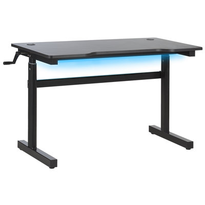 Adjustable Gaming Desk with RGB LED Lights 120 x 60 cm Black DURBIN