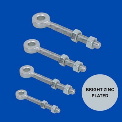 Adjustable Garden Gate Hinges Eye Bolts 6 Inch x 12mm, Zinc Plated Gate ...