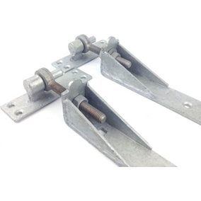 Adjustable Gate Hinges Pair 350mm 14" Galvanised Heavy Duty Hook and Band Stable