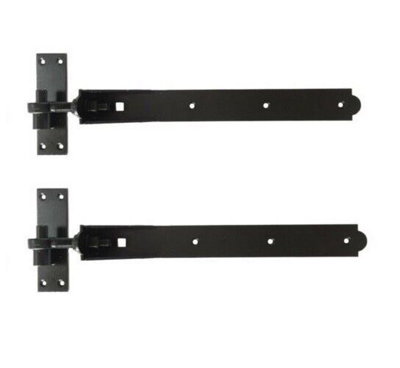 Adjustable Gate Hinges Pair 600mm 24" Black Heavy Duty Hook and Band Stable