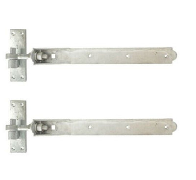2x Heavy Duty Galvanised Straight Hook & Band Hinges – 600mm/24" – For Barn/Shed/Gate