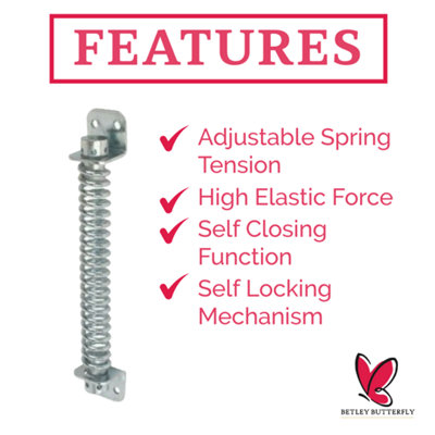 Adjustable Gate Spring Closers 10inch Automatic Self-Closing Zinc Pack of 2