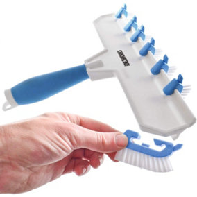 Adjustable Handheld Grout Cleaning Tool with Soft Grip Handle & 8 Mini Brush Heads - Measures L25cm x W36cm