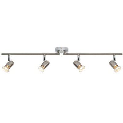 Adjustable Head Ceiling Spotlight Brushed Chrome Quad GU10 Kitchen Bar Downlight