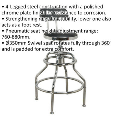 Adjustable Heavy-Duty Pneumatic Workshop Stool with Back Rest