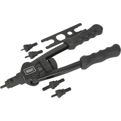 Adjustable Heavy Duty Short Arm Rivet Gun - Compact Threaded Nut Riveter for Metalwork