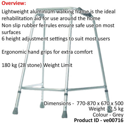 Adjustable Height Lightweight Aluminium Walking Frame for ...