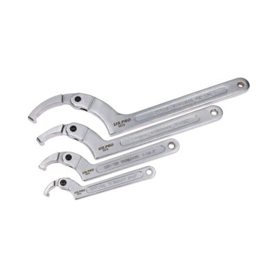 Adjustable Hook Wrench C Spanner 19 - 175mm For Slotted Retaining Rings 4pc