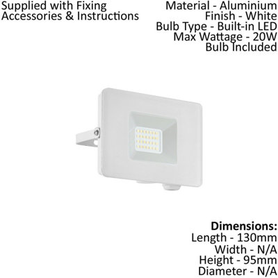 Adjustable IP65 Outdoor Wall Flood Light - 20W White LED Porch Lamp for Enhanced Security