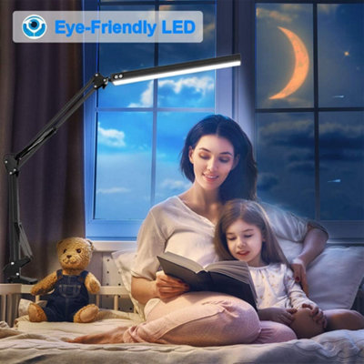 Adjustable LED Desk Lamp with Clamp, Dimmable Swing Arm, 3 Colour Modes, USB Powered - Ideal for Home, Office & Studio