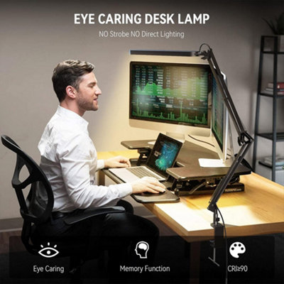 Adjustable LED Desk Lamp with Clamp, Dimmable Swing Arm, 3 Colour Modes, USB Powered - Ideal for Home, Office & Studio