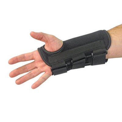 Adjustable Left-Handed Black Neoprene Wrist Brace with Metal Support