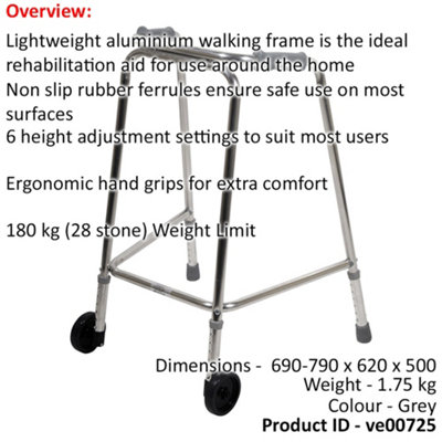 Adjustable Lightweight Aluminium Wheeled Walking Frame for Enhanced ...