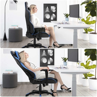 Adjustable PC Gaming Chair, Ergonomic Reclining Swivel Chair