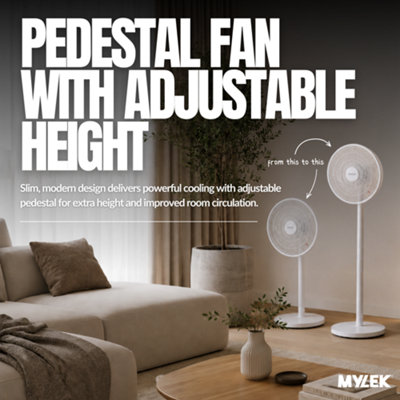 Adjustable Pedestal Fan with 3 Speed Settings, Oscillation Function ...