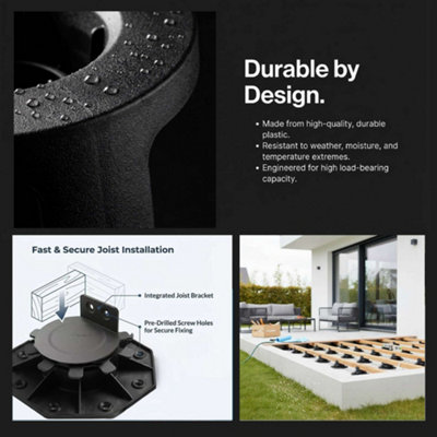4-Pack Adjustable Deck Pedestals – Leveling Feet For Patio Tiles, 500kg Capacity, Height 22-115mm, For Garden Decking & Balcony Floors (Style ST1)
