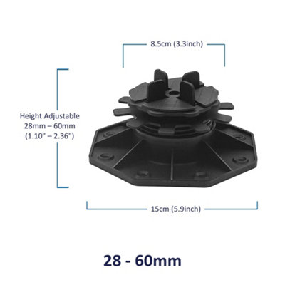 Adjustable Pedestal Support for Paving Decking 28-60mm (Box of 10)