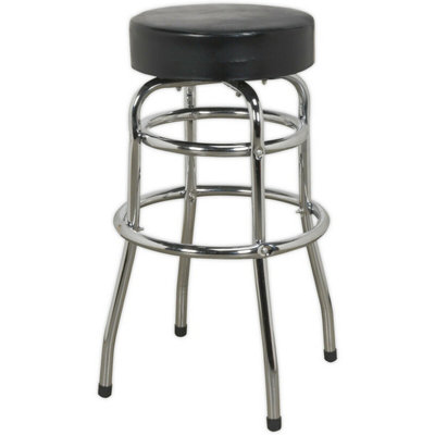 Adjustable Pneumatic Workshop Stool with Chrome Frame and Rotating Seat