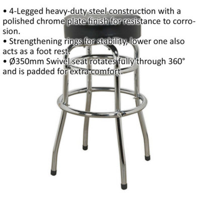 Adjustable Pneumatic Workshop Stool with Chrome Frame and Rotating Seat