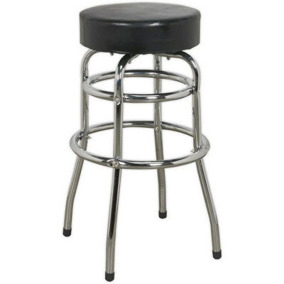 Adjustable Pneumatic Workshop Stool with Chrome Frame and Rotating Seat