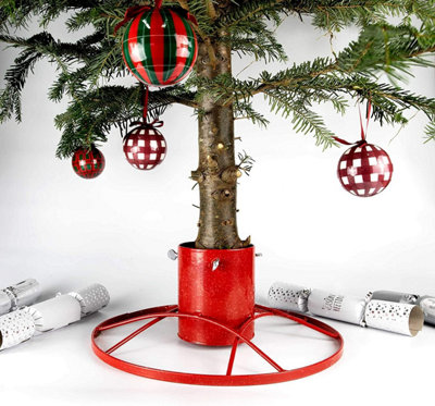 Adjustable Red Christmas Tree Stand 1L Water Reservoir Steel Base 3 ...
