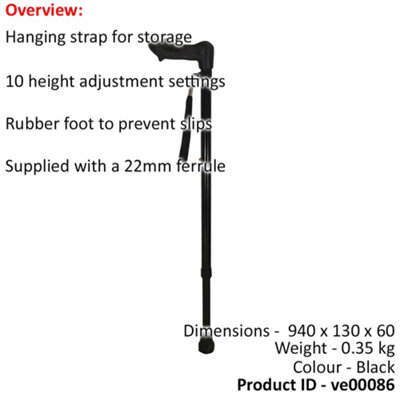 Adjustable Right-Handed Ergonomic Walking Stick with 10 Height Settings ...