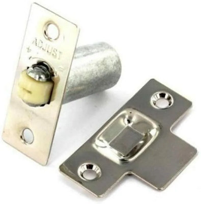 Adjustable Roller Catch Spring Loaded Latch 30mm Satin Nickel with Fixings for Internal Doors