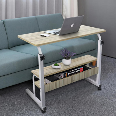 Adjustable Rolling Laptop Desk Portable Overbed Table with Lockable ...