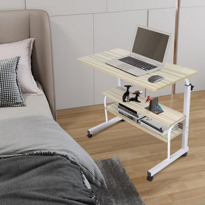 Adjustable Rolling Laptop Desk Portable Overbed Table with Lockable ...
