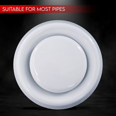 Adjustable Round Ventilation Diffuser Extract Air Valve Circular Ceiling Mounted Vent Grille MVHR - 100mm 4" dia