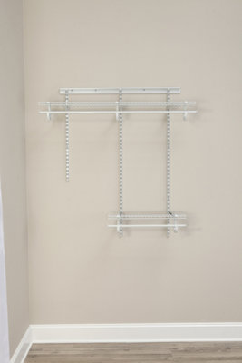 Adjustable ShelfTrack Wardrobe Kit White Wire Shelving and Clothes Rail ...