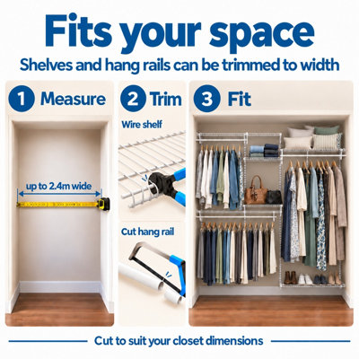 Adjustable ShelfTrack White Wardrobe Organiser Kit with Shoe Rack ...