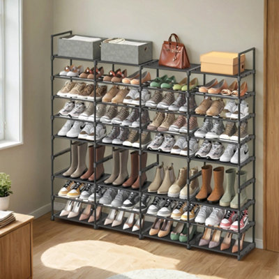 Adjustable Shoe Rack, 8-Tier Shoe Organiser, Shoe Shelf, Metal and Non ...