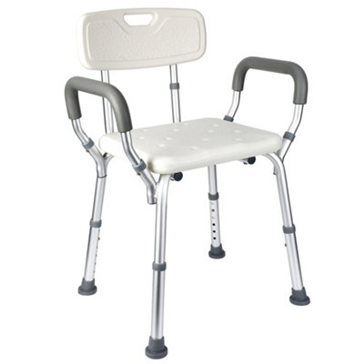 Adjustable Shower Chair with Back & Padded Armrests Slip-Resistant Bath Bench