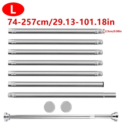 Adjustable Shower Curtain Rail Extendable Rod Silver 74-257cm