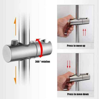 Adjustable shower slider rail kit, chrome riser bar with shower head ...