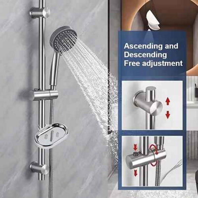 Adjustable shower slider rail kit, riser bar with shower head, hose ...