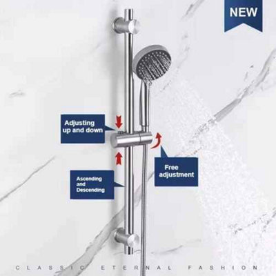 Adjustable shower slider rail kit, riser bar with shower head, hose ...